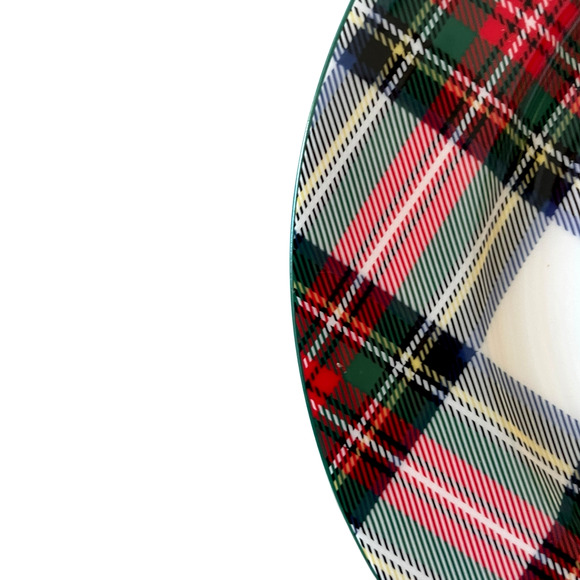 Mikasa Bone China Christmas TARTAN WHITE Salad Plates 9" Set of 4 New - Picture 10 of 15